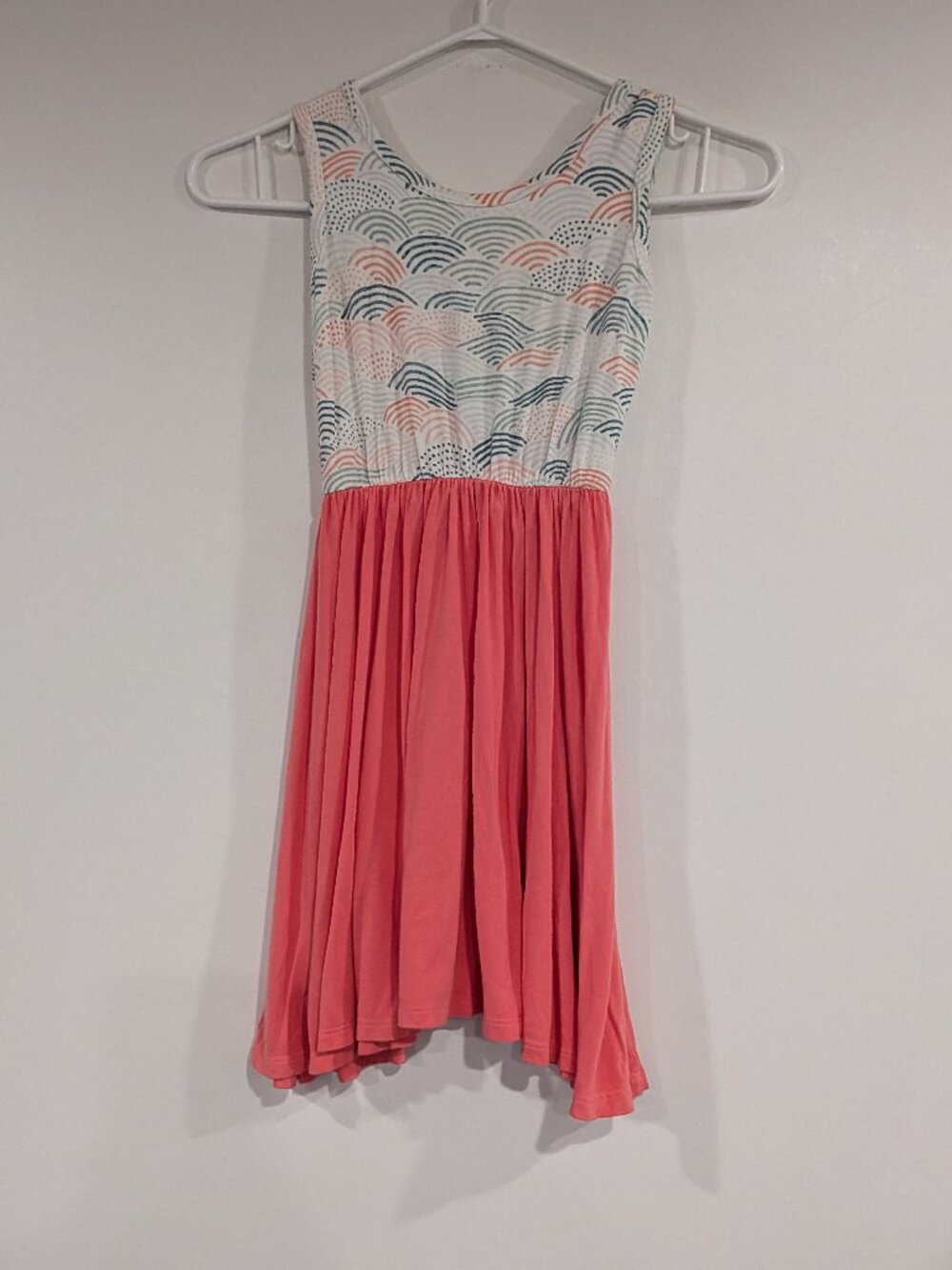 Pika Stretch Jersey Sleeveless Dress White Blue Pink Size Small